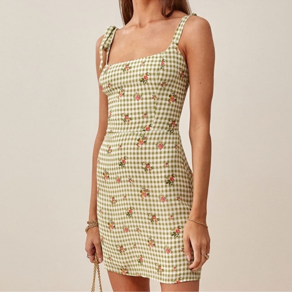 Reformation Annabelle Dress Look Alike Dress Off Brand Size Medium Green Gingham